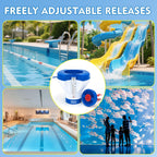 Pool Chlorine Floater Dispenser with Thermometer - 8" Pool Floater Pop-Up Refill Indicator Large Floating Chlorine Holder for 1 to 4 inch Tablets Floating Dispenser for Pools Spas Hot Tubs