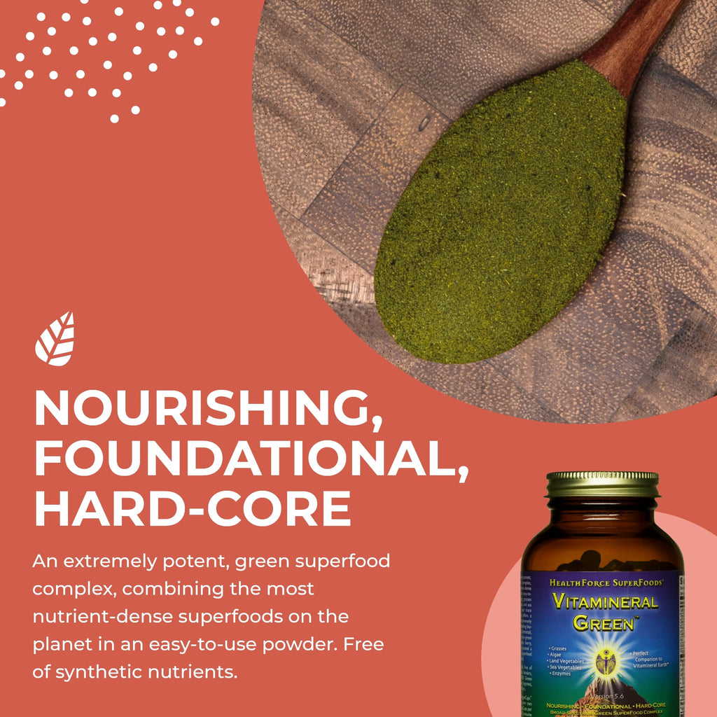 HEALTHFORCE SUPERFOODS Vitamineral Green - Mineral Supplement for Immune & Thyroid Support - Green Powder Supplement with Ingredients from The Land - Gluten-Free & Vegan - 120 Capsules