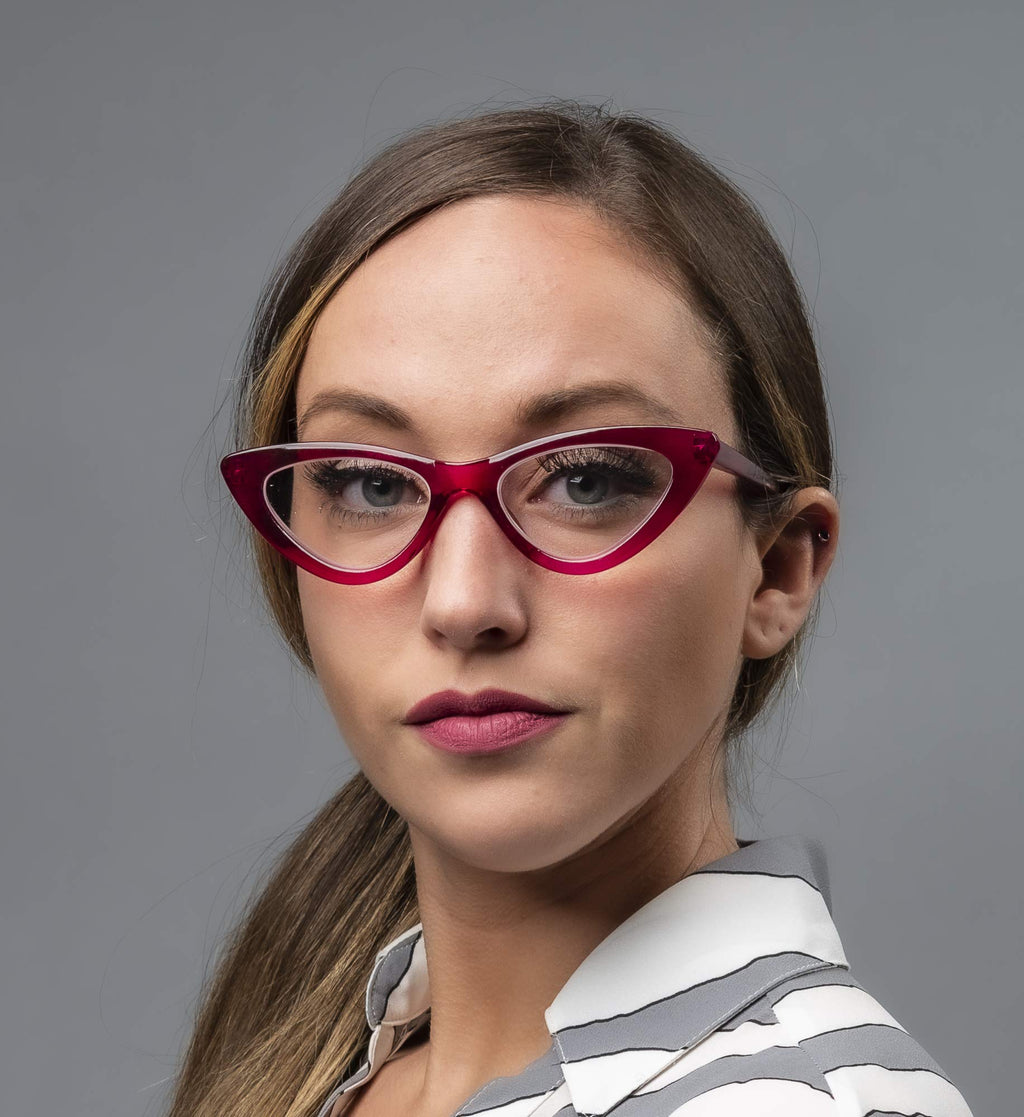 Yogo Vision Reading Glasses Readers for Women Cateye Eyeglasses and Light Spring Hinge Frame Set of 5: Black, Grey, Pink. Hot Pink, Brown Havana 1.75
