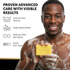 VALITIC Brightening Lemon & Turmeric Kojic Acid Soap, Vitamin C, Retinol - Original Japanese Complex with Hyaluronic Acid, Vitamin E, Shea Butter, Castile Olive Oil - 3 Pack Bundle with African Net