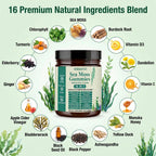 Sea Moss Gummies 16-in-1, with Black Seed Oil, Ashwagandha & Elderberry | Organic Irish Sea Moss Supplement for Men & Women | Daily Support with Manuka, Burdock Root & Vitamins C & D3, 30 Gummies