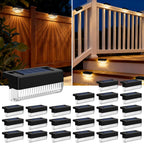 COOZAMING Solar Deck Lights Outdoor 24 Packs, Solar Powered LED Step Lights Waterproof Outdoor for Deck, Step, Fence, Wall, Patio, Yard, Pool, Pathway and Stairs (Warm White)