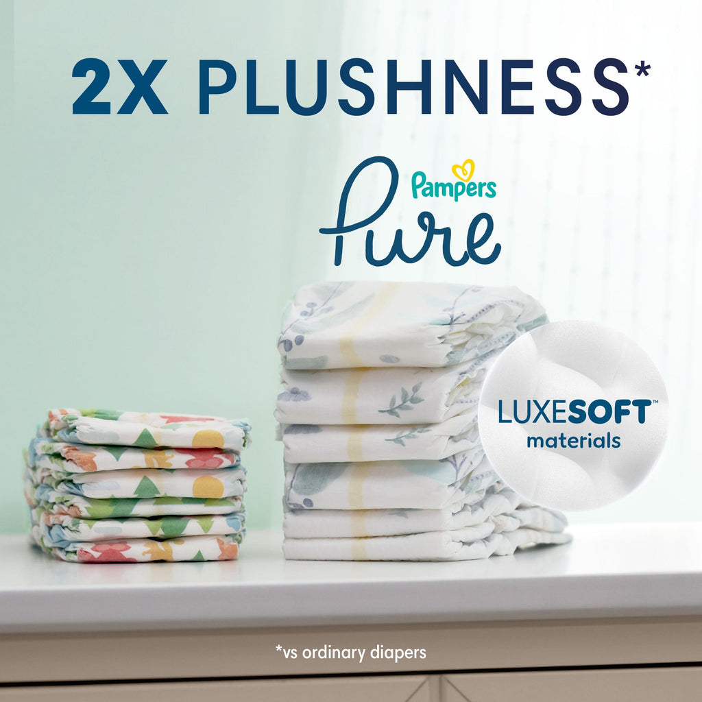 Pampers Pure Baby Diapers, Size 5 (27+ lbs), 132