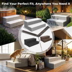 CAMMOO Hot Tub Steps - Double-Decker Large Storage & Snap-Together Assembly, Fully Sealed Spa Steps with Non-Slip Wider Step, Hot Tub Stairs, Outdoor/Indoor, Grey-White
