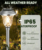 Beau Jardin 4 Pack Solar Pathway Lights White+ Color Changing Stainless Steel 3 Mode Outdoor Multicolor Metal Solar Powered Waterproof Glass for Garden Landscape Path Yard Walkway Driveway Silver