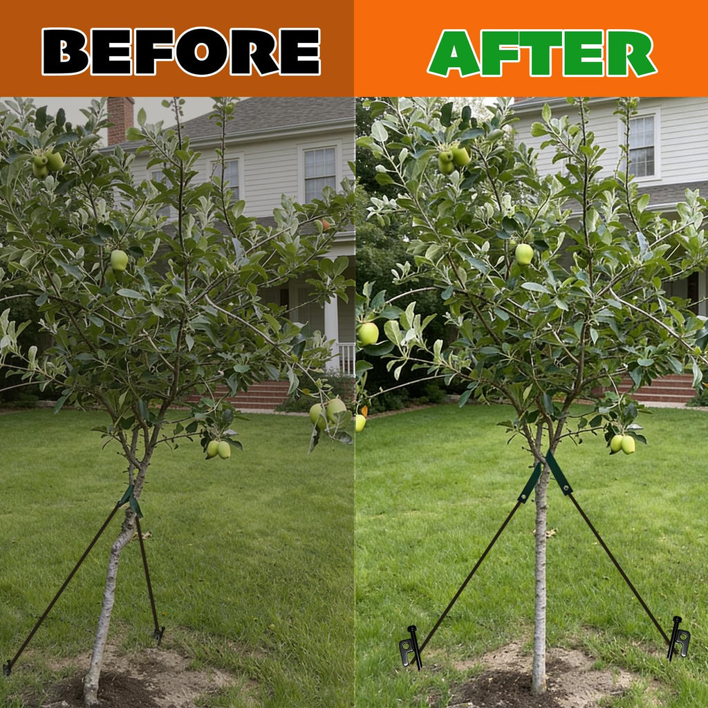 Tree Stakes Kits, 6 PCS 12" Heavy Duty Steel Tree Stakes and Supports Kits