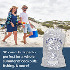 Pinnacle Mercantile 20 lb. Drawstring Ice Bags (30-Count) Heavy-Duty, Puncture-Resistant EVA | Cotton Pull Closure | Disposable, Recyclable | Portable Storage and Freezer Keeper