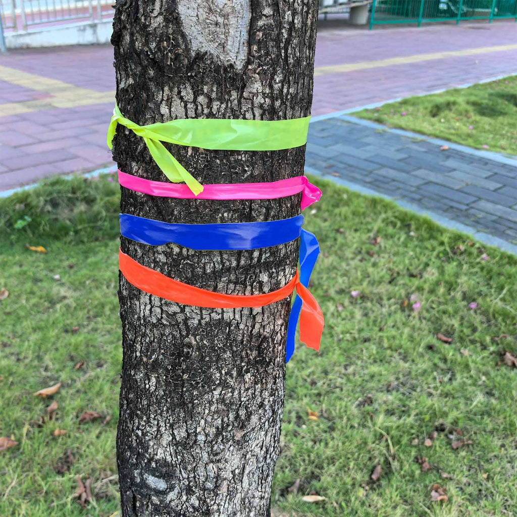 5 Pack Green Flagging Tape, Non-Adhesive Plastic Ribbon Neon Marking Roll