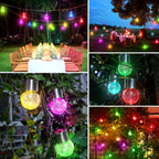 12Pack Outdoor Hanging Solar Lights, Cracked Glass Ball Lights, Multicolor