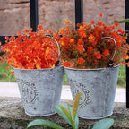 RECUTMS Artificial Fall Mums Flowers No Fade Faux Autumn Plants Outdoor 8Pc