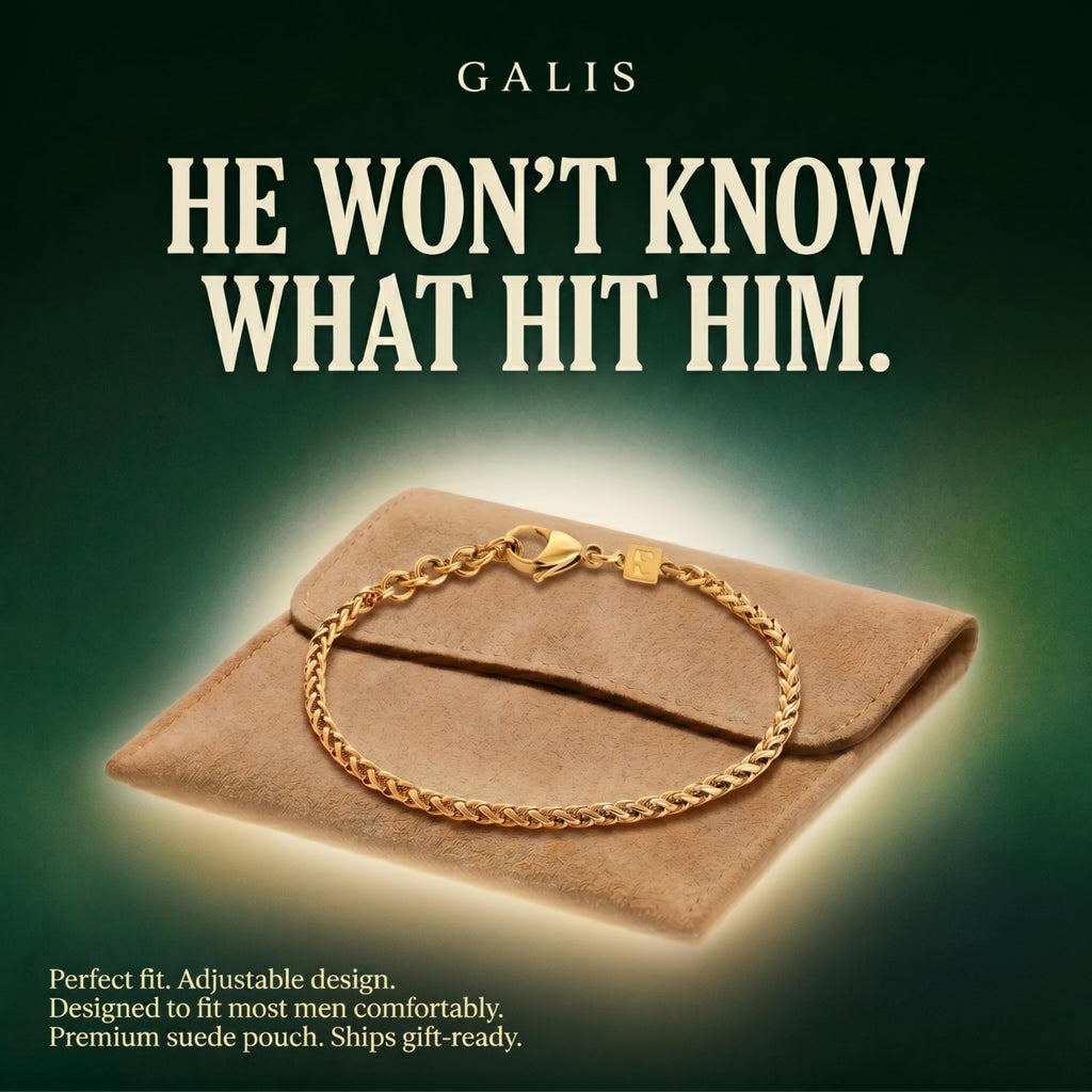 Galis Gold Rope Chain Bracelets for Women and Men - Unisex Premium Stainless Steel Bracelet for Men and Women, Gold Plated Non Tarnish Bracelet, One Wrap Wheat Chain Style with Lobster Claw Clasp 7"