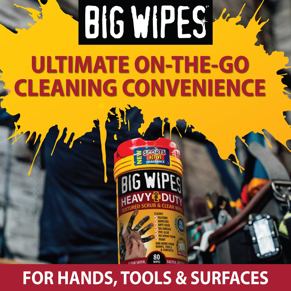 BIG WIPES Heavy Duty Industrial Hand Cleaning Wipes, Textured Scrubbing Degreaser Wipes for Mechanics and Tool Cleaner – 80 Count Canister (1 Pack)