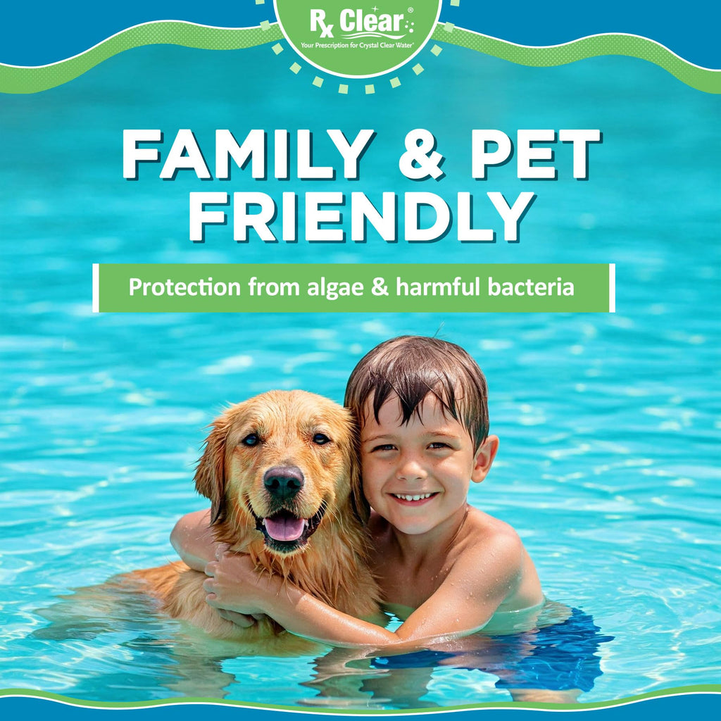 Rx Clear 1" Inch Chlorine Tabs | 15 Pounds | Use Tablets as Bactericide, Algaecide, & Disinfectant in Swimming Pools | Stabilized, Long Lasting, Slow Dissolving, & UV Protected