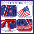 4th of July Porch Goose Outfits Lawn Goose Patriotic Lolita Dress Outfit for 23" Cement Plastic Geese Statue USA 250th Geese Star Firework Clothing Anniversary Outdoor Patio Lawn Garden Decoration