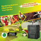 Goplus Compost Bin, 80 Gallon (300 L) Large Outdoor Composting Box w/Top Flip Latch-on Lid, Bottom Exit Door, BPA Free Material, Grass Food Trash Composter Barrel for Garden Yard (Black)