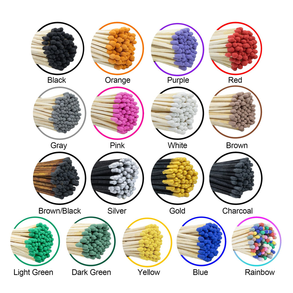 4" Inch Long Wooden Refill Matchsticks with Strike Stickers - Safety Matches Wholesale Bulk Loose by Chandler Studio (100 Pieces, Black)