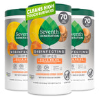 Seventh Generation Disinfecting Multi-Surface Wipes, Lemongrass Citrus, 70 Count, Pack of 3 (Packaging May Vary)