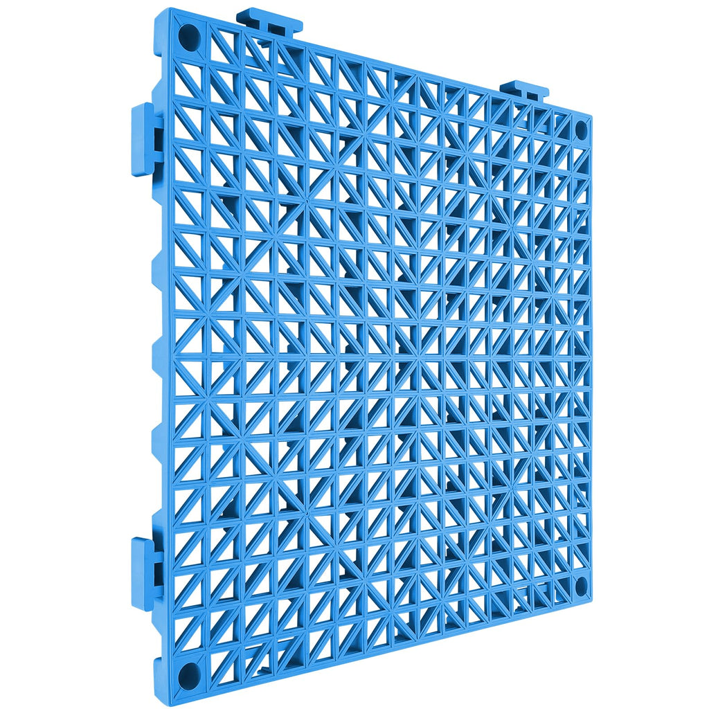 VEVOR Interlocking Tile 50PCS Blue, Drainage Tiles 12" x 12" Splicing, Soft PVC Interlocking Drainage Floor Tiles, Non-Slip Drainage Holes for Restroom, Bathroom, Kitchen, Pool, Wet Areas
