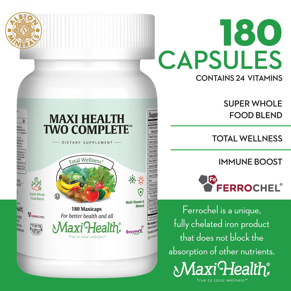 Maxi Health Multivitamins for Men and Women – Complete Daily Vitamins for Energy, Immune Function, and Wellness Support – Kosher & Vegan Multivitamin – 180 Capsules
