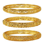 3 Pack 18K Gold Plated Dubai Gold Bangle Bracelet Jewelry Set for Women