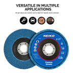 Neiko 11142A Premium Zirconia Flap Disc | 4.5" x 7/8-Inch, 40 Grit, Bevel Type #29 - 10 Pack