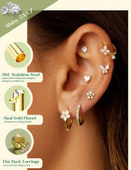 Hypoallergenic Flat Back Earrings for Women Girls Teen Kids Toddler Gold