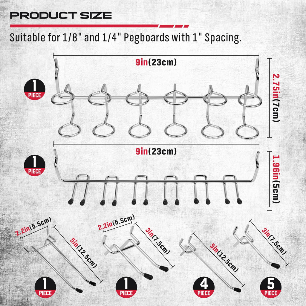 Ultimate 121-Piece Pegboard Hooks Set, Pegboard Accessories with Metal Hooks, Durable Peg Board Organizer Accessories, Pegboard Bins, Peg Board Tool Utility Hooks
