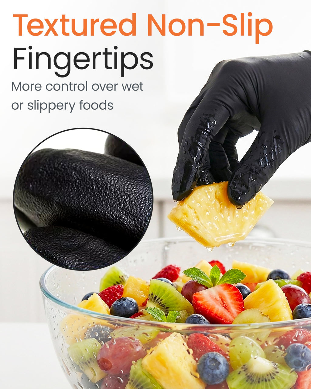 Protectmate 5 Mil Black Nitrile Gloves for Food Prep - Textured Food Prep Gloves - Food Handling Gloves Disposable Latex Free Gloves for Cooking, Catering, Food Service - Large (Box of 100)