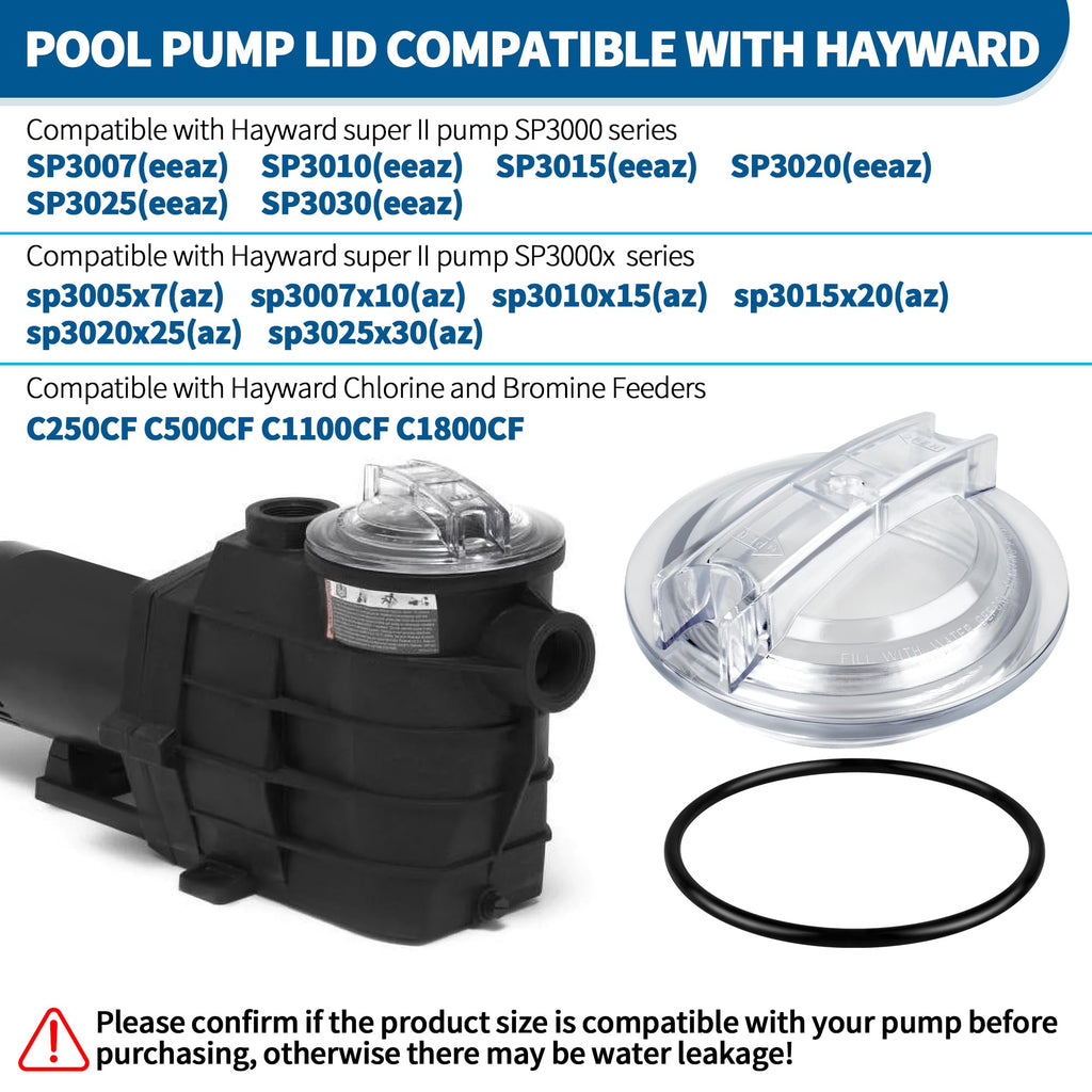 SPX3100D Pump Strainer Cover Compatible with Hayward Super II Pumps SP3000 SP3000X Series, Thread Pool Pump Lid with Strainer Cover O-Ring SPX3000S Compatible with Hayward Chlorine & Bromine Feeders