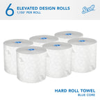 Scott Professional High-Capacity Hard Roll Paper Towels, Bulk (25702), Hardwound, Elevated Design, Absorbency Pockets, White, for ScottBrand Blue Core Dispensers (6 Rolls at 1,150' Each, 6,900'/Case)