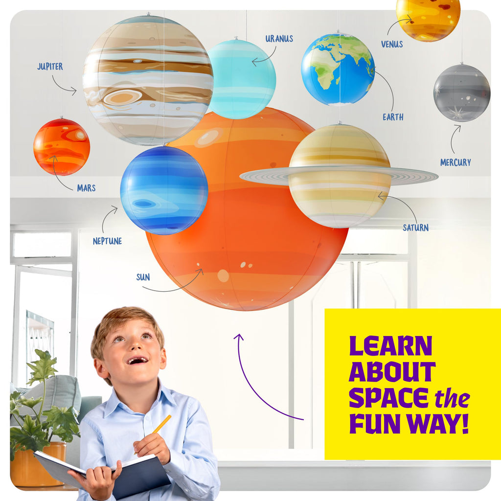 Dan&Darci Inflatable Solar System Planets for Kids - Science Toys - Boys Room Decor Ceiling - Space Gifts - Outer Space Themed Party Decorations - Astronomy Gifts 5-7, 6-8, 8-12 Years Classroom