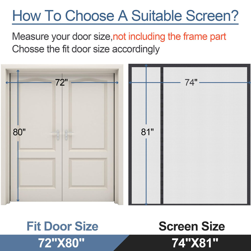 Reversible Side Opening Wide Magnetic Screen Door for Sliding & French Door