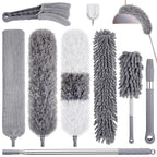9PCS Dusters for Cleaning,Extendable Microfiber Duster with Extension Pole Up to 100'',Bendable Washable and Reusable Dusters Kit for Ceiling Fans, High Ceilings,Blinds,Furniture and Cars