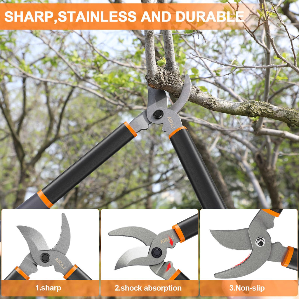 AIRAJ PRO 18"Mini Loppers,Heavy Duty Tree Trimmer with 1.5 Inch Cutting Capacity,Branch Cutter with SK5 Steel Blade,Garden Loppers with Non-slip Handle for Garden Farm Orchard