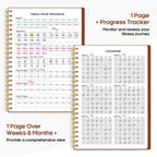 Fitness Workout Journal for Women & Men, A5(5.5" x 8.3") Workout Log Book Planner for Tracking, Progress, and Achieving Your Wellness Goals-Rust Brown