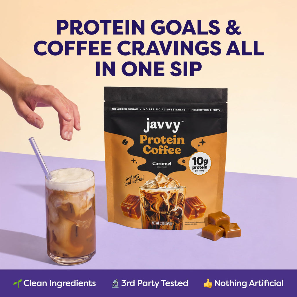 Javvy Protein Coffee for Cold Brew & Iced Coffee, Caramel Latte