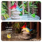 Solar Bird Garden Statue, Cardinal & Bluebird Outdoor Figurine Decor