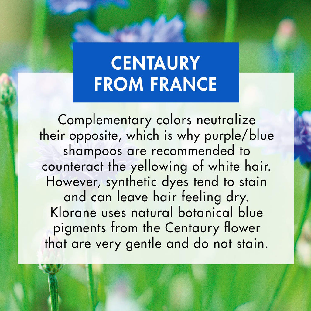 Klorane Anti -Yellowing Shampoo with Centaury for Blonde, White, Silver, Pastel Hair with Natural Blue Pigments, 6.7 Fl Oz (Pack of 1)