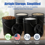 ePackageSupply 5 Gallon Bucket - Food Grade Bucket, Metal Handle Grip, BPA-Free, Heavy-Duty 90 Mil HDPE Plastic Pail, Stackable Utility Container, Made in USA, Lid Not Included, Black, 3 Packs