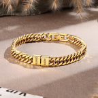 Personalized Cuban Link Bracelet for Men – Stainless Steel Custom Bracelet with Engraved Names Mens Bracelet Gifts for Birthday Anniversary Father’s Day Christmas (Gold-2 Names)