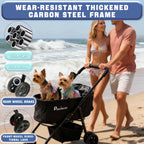 PawLuxe 4 Wheels Pet Stroller 4 in 1 Pet Stroller with Detachable Carrier for Small & Medium Dogs Cats up to 55 lbs Easy-Folding Travel Dog Wagon with Car Seat Breathable Mesh,Blue Cartoon