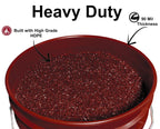 MKS Plastics 5-Gallon Bucket with Airtight Lid – Made in USA, Food Grade BPA Free Plastic, Heavy Duty Multi-Use, Metal Handle with Grip, Stackable Storage – Burgundy, 6 Pack