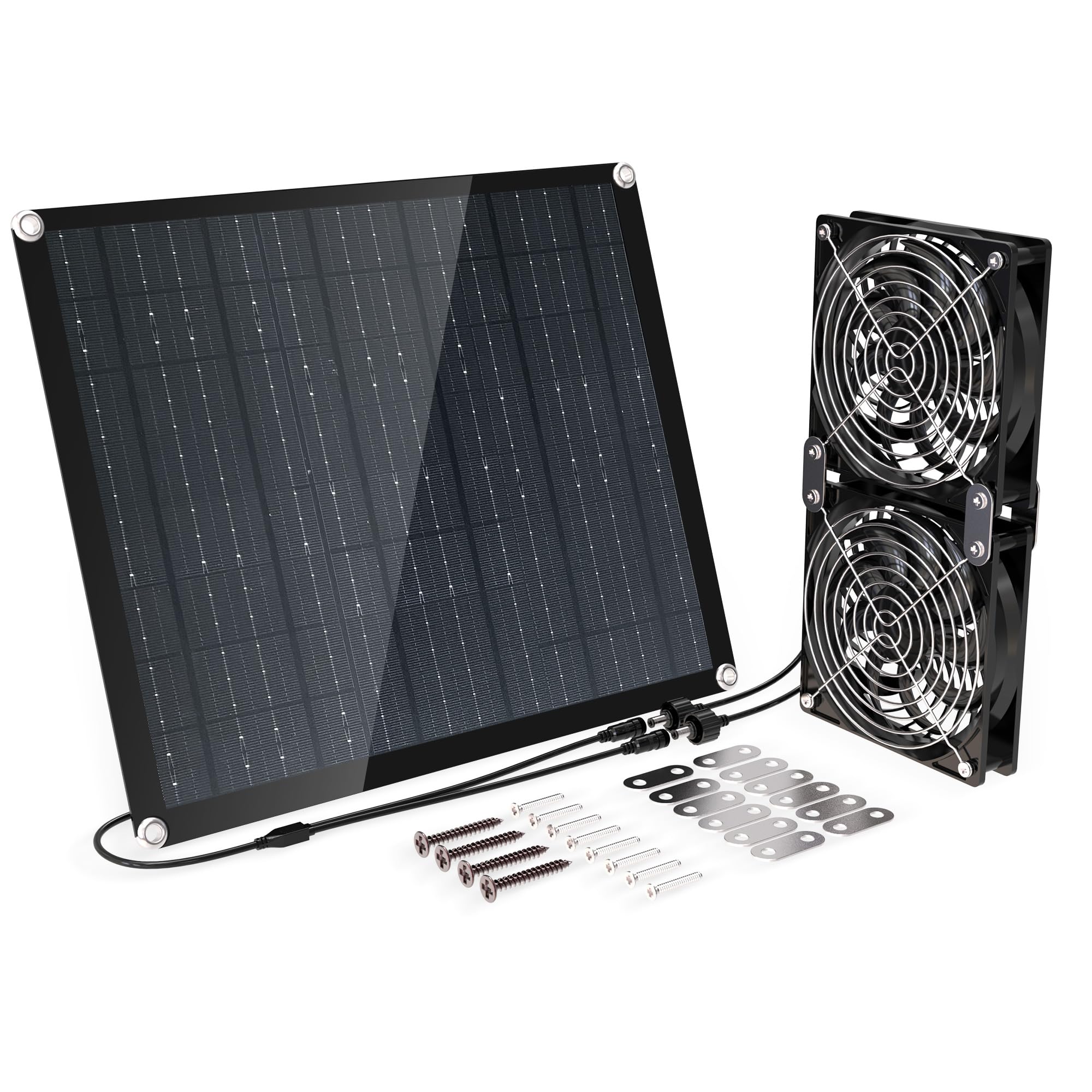 Solar Panel Fan, 30W Solar Fan, Solar Panel Fan kit, Solar Exhaust Fan, Suitable for Small Chicken coops, pet Houses, Solar Ventilation Fan, Solar Exhaust Fan