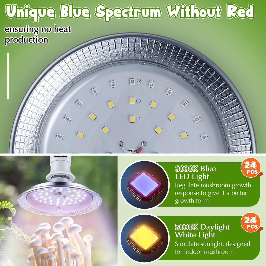 Meonum 1 Pack Mushroom Grow Light with 3/6/9 Hour Timer and 6.5ft Cord