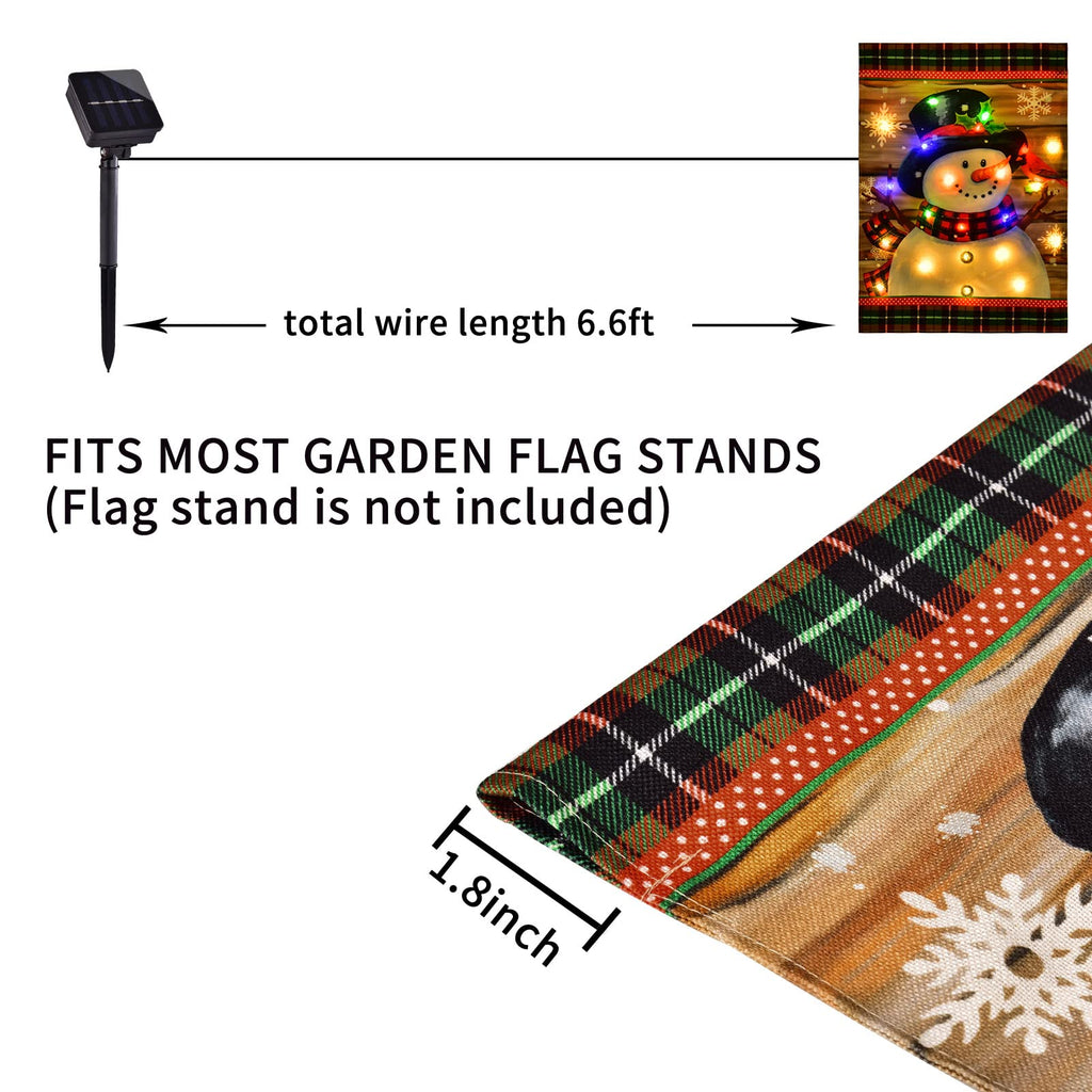 FLAGMESAGE Lighted Christmas Snowman Garden Flag Outdoor Decor, 12x18 In