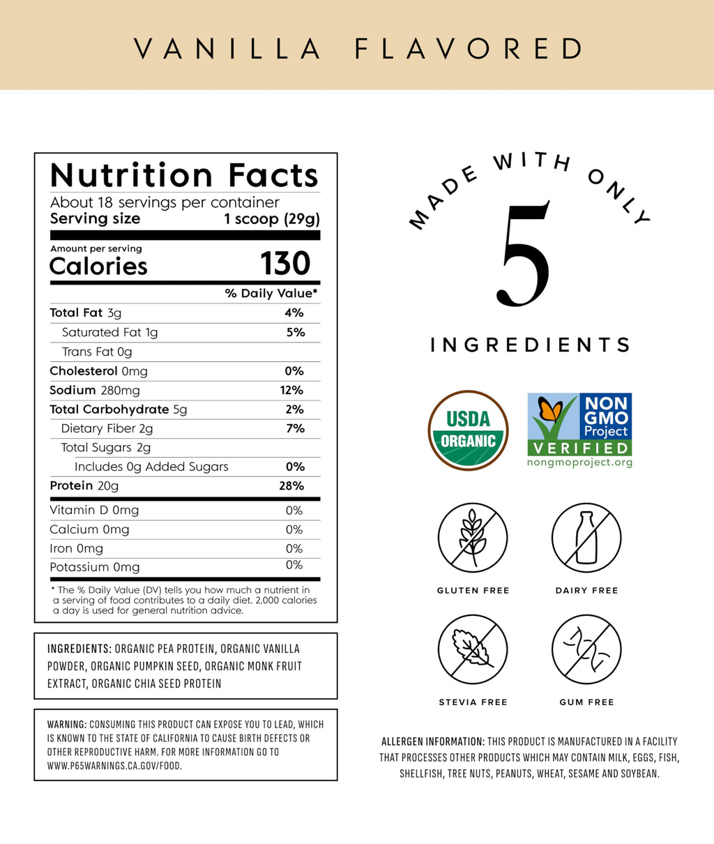 Truvani Vegan Pea Protein Powder | Vanilla | 20g Organic Plant Based Protein | 18 Servings | Keto | Gluten & Dairy Free | Low Carb | No Added Sugar