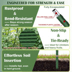 FORUP Garden Stakes, 25 Pack Steel Plant Stakes with Plastic Coating for Climbing Plants, Tomato Eggplant Bean Support, Rust-Resistant Outdoor Garden Stakes (58 Inch)