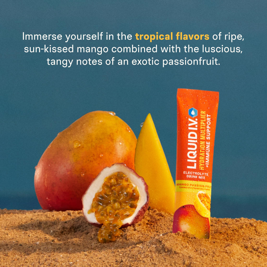Liquid I.V.® Hydration Multiplier +Immune Support - Mango Passionfruit | Electrolyte Powder Drink Mix | 1 Pack (14 Servings)