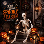 Toolterritary 36" Halloween Skeleton, 3 ft Human Skeleton Full Body Posable Joints Plastic Skeleton for Halloween Decoration, Yard Patio Lawn Garden Skeleton Spooky Party Decoration Indoor Outdoor