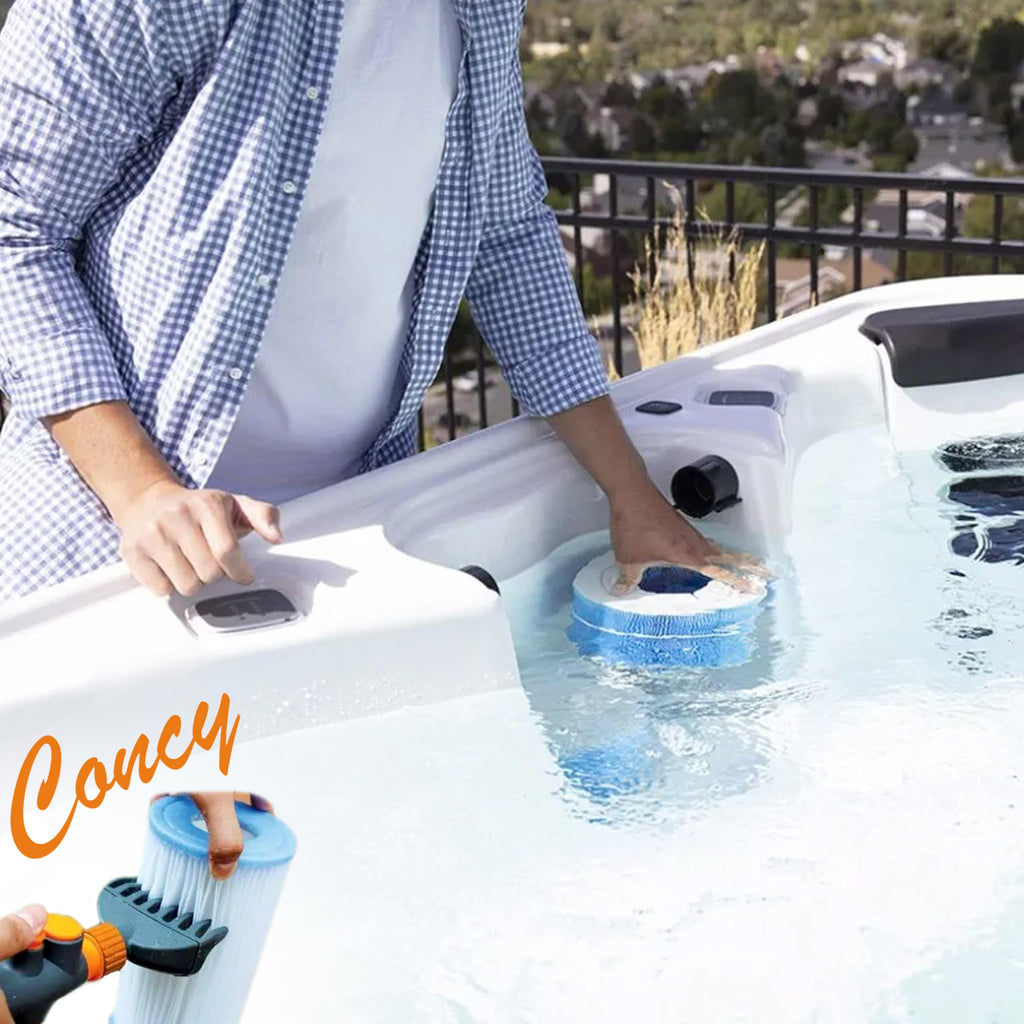 Concy Pool & Spa Cartridge Filter Cleaner – 7-Jet Comb Cleaning Wand for Deep Pleat Cleaning, Hose-Powered, Pleat-Safe Design, Fits Standard Garden Hoses